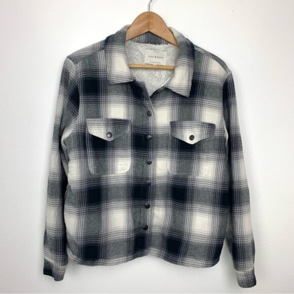 Lucky Brand Sherpa Lined Plaid Flannel Jacket Shacket - Picture 1 of 10